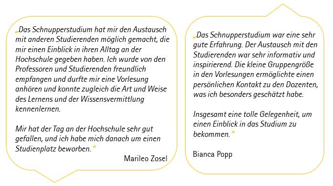 Text im Bild, Zitat Schnupper-Studis