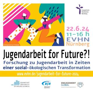 Bild zur Tagung, Schrift, bunte Grafik mit zwei Personen